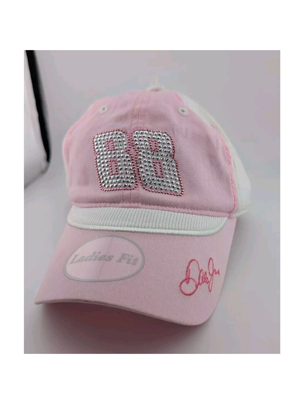 Dale Earnhardt Jr Women's Hat NASCAR White Pink New Rhinestone 88 Ladies